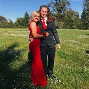 V-NECK SEXY MERMAID STYLE RED PROM DRESS
